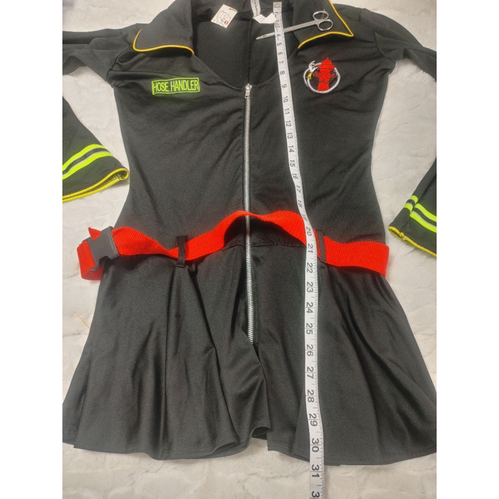 Forplay Women's L-XL Black Firefighter Hose Handler Costume with Red Belt - Picture 8 of 11